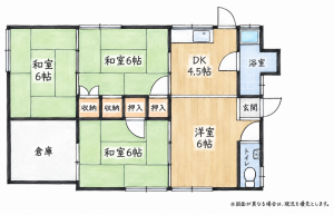 北九州市門司区奥田、中古一戸建ての間取り画像です