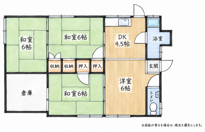 北九州市門司区奥田、中古一戸建ての間取り画像です