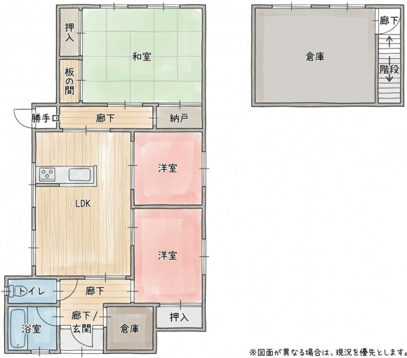 北九州市門司区大字畑、中古一戸建ての間取り画像です