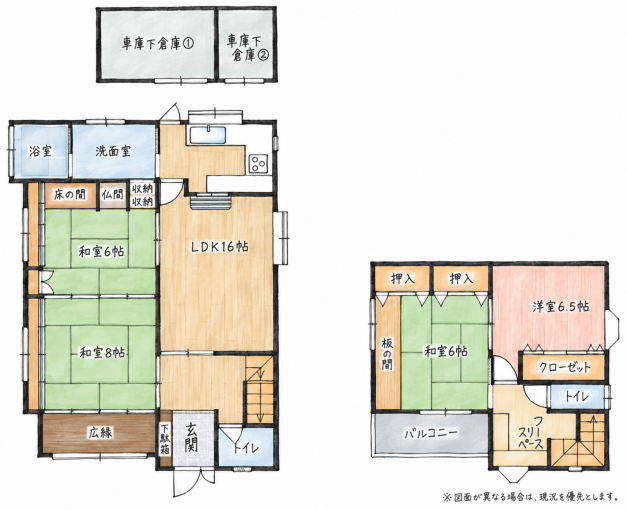 北九州市門司区奥田、中古一戸建ての間取り画像です