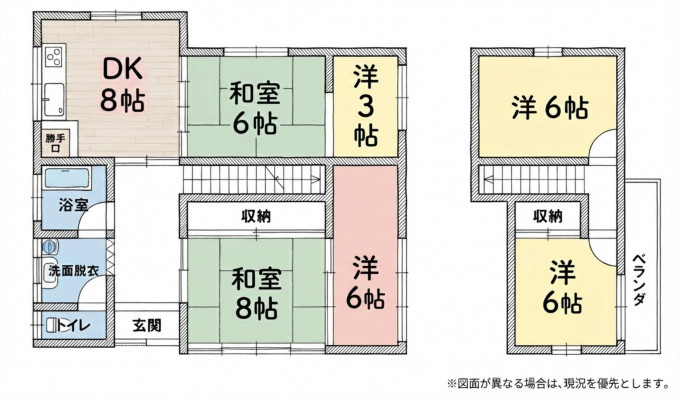 北九州市門司区寺内、中古一戸建ての間取り画像です