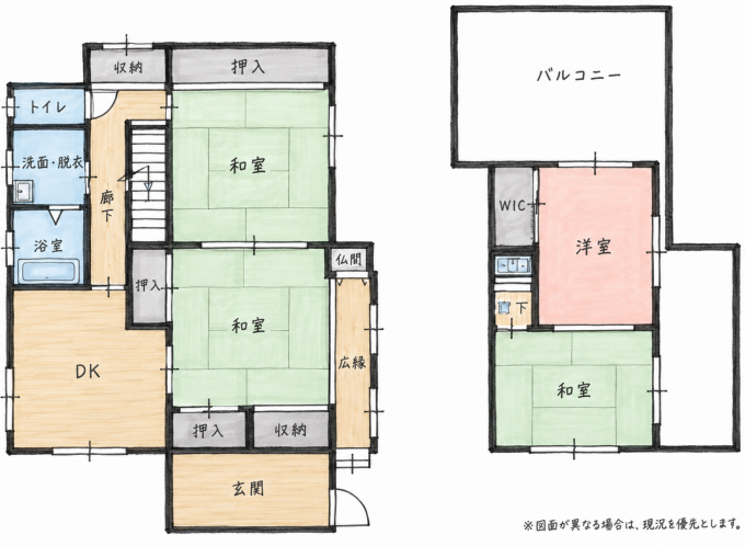 北九州市門司区西新町、中古一戸建ての間取り画像です