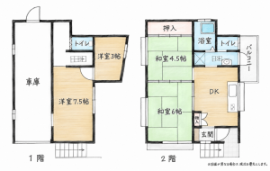 北九州市門司区丸山、中古一戸建ての間取り画像です
