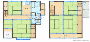 北九州市門司区丸山、中古一戸建ての間取り画像です