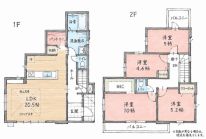 北九州市門司区黄金町、新築一戸建ての間取り画像です