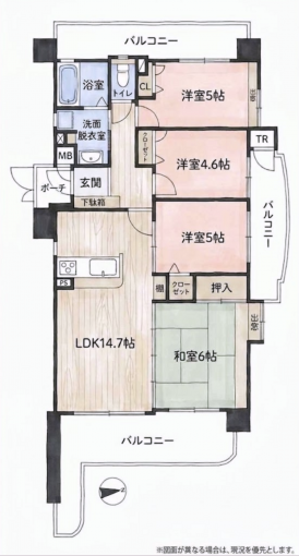 北九州市門司区東新町、中古マンションの間取り画像です