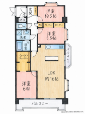 北九州市門司区小森江、中古マンションの間取り画像です