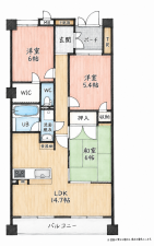 北九州市門司区高田、中古マンションの間取り画像です
