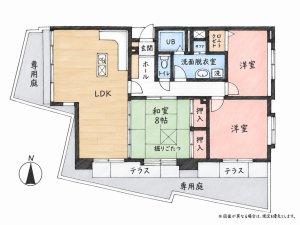 北九州市門司区東本町、中古マンションの間取り画像です