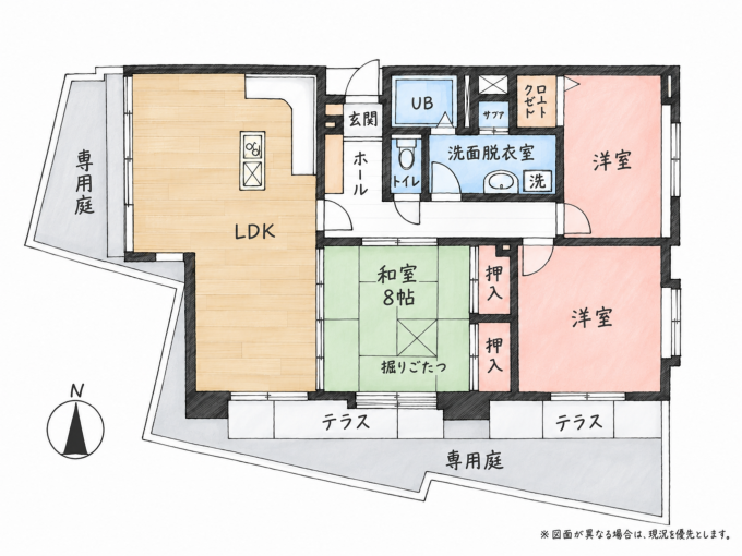 北九州市門司区東本町、中古マンションの間取り画像です