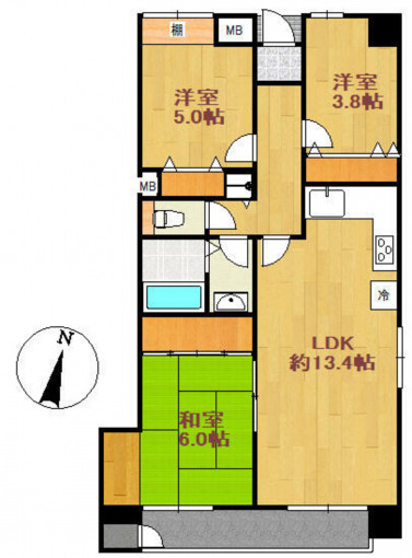 北九州市門司区小松町、中古マンションの間取り画像です