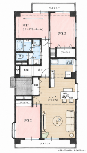 北九州市門司区東新町、中古マンションの間取り画像です