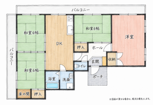 北九州市門司区泉ケ丘、中古マンションの間取り画像です