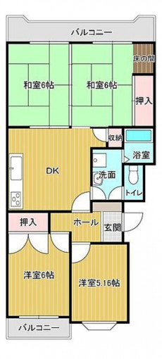 北九州市門司区下二十町、中古マンションの間取り画像です
