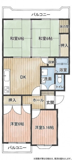 北九州市門司区下二十町、中古マンションの間取り画像です