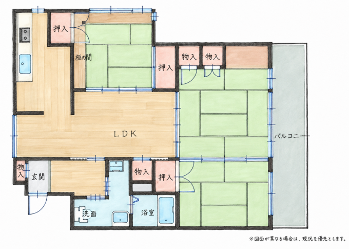 北九州市門司区柳町、中古マンションの間取り画像です