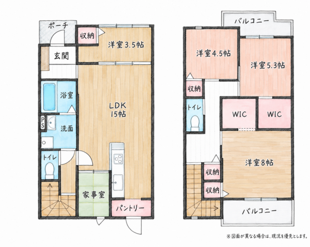 北九州市門司区大里戸ノ上、中古マンションの間取り画像です