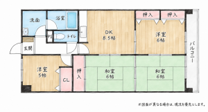 北九州市門司区大久保、中古マンションの間取り画像です