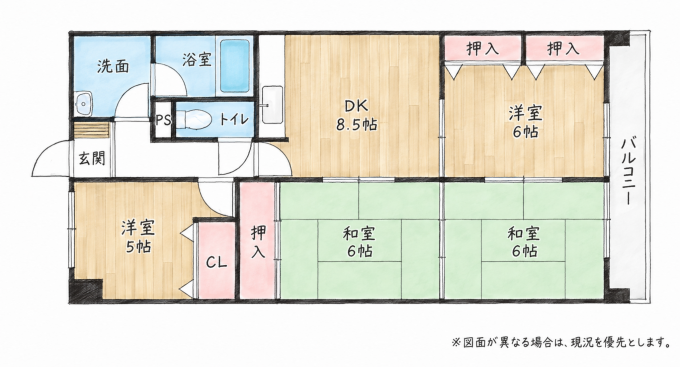 北九州市門司区大久保、中古マンションの間取り画像です