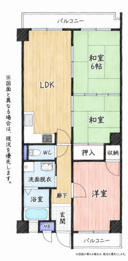 北九州市門司区東本町、中古マンションの間取り画像です
