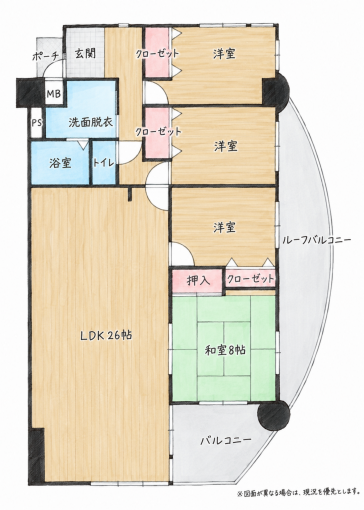 北九州市門司区別院、中古マンションの間取り画像です