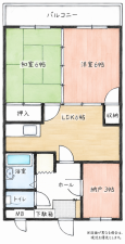 北九州市門司区長谷、中古マンションの間取り画像です