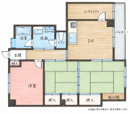 北九州市門司区大里戸ノ上、中古マンションの間取り画像です
