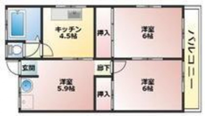 北九州市門司区泉ケ丘、収益物件/マンションの間取り画像です
