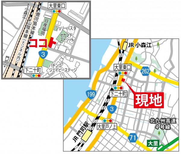北九州市門司区下二十町、収益物件/事務所の地図画像です