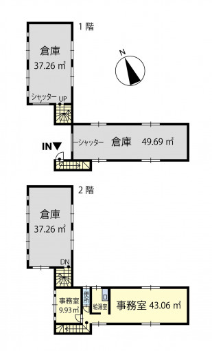 北九州市門司区下二十町、収益物件/事務所の間取り画像です