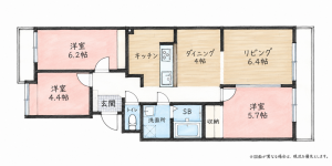 北九州市門司区原町別院、中古マンションの間取り画像です
