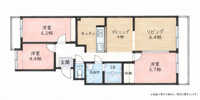 北九州市門司区原町別院、中古マンションの間取り画像です