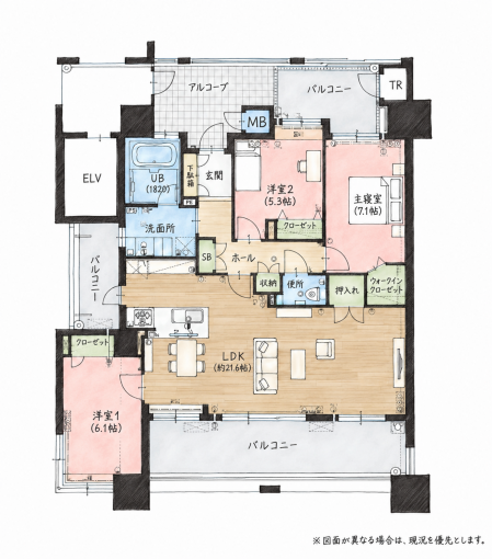 北九州市門司区大里本町、中古マンションの間取り画像です
