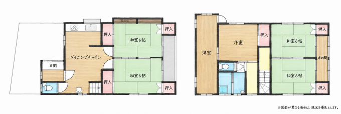 北九州市門司区丸山、中古一戸建ての間取り画像です