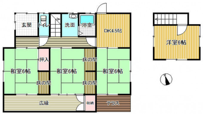 北九州市門司区上藤松、中古一戸建ての間取り画像です