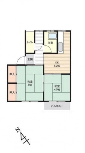 北九州市門司区梅ノ木町、中古マンションの間取り画像です