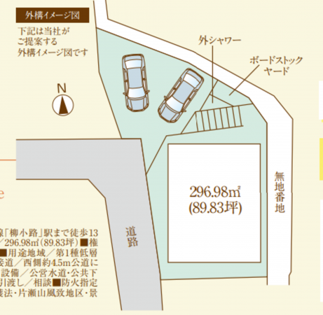 藤沢市片瀬、土地の間取り画像です