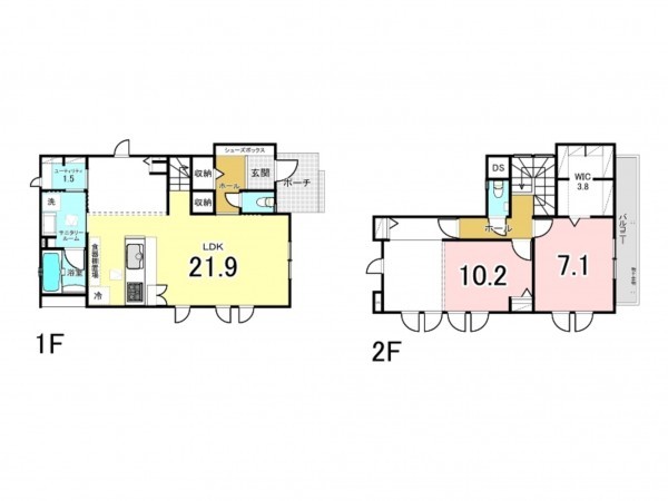 藤沢市並木台、新築一戸建ての間取り画像です