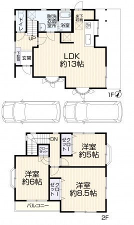 藤沢市鵠沼藤が谷、中古一戸建ての間取り画像です
