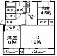 藤沢市大庭、中古マンションの間取り画像です