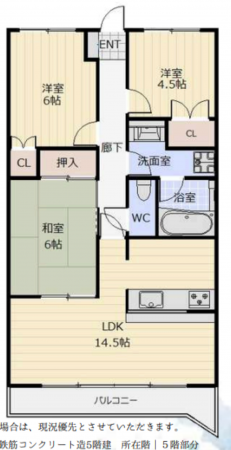 藤沢市辻堂西海岸、中古マンションの間取り画像です
