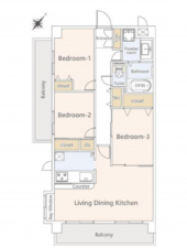 藤沢市鵠沼藤が谷、中古マンションの間取り画像です