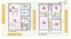 藤沢市善行、新築一戸建ての間取り画像です