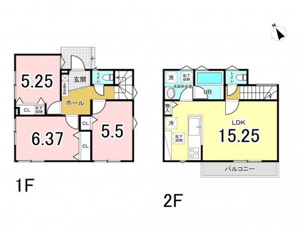 藤沢市善行、新築一戸建ての間取り画像です