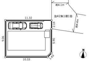 藤沢市善行、新築一戸建ての駐車場画像です