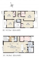 藤沢市大庭、新築一戸建ての間取り画像です