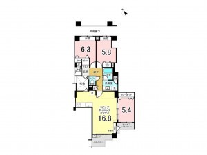 藤沢市鵠沼海岸、中古マンションの間取り画像です
