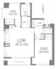 藤沢市南藤沢、中古マンションの間取り画像です