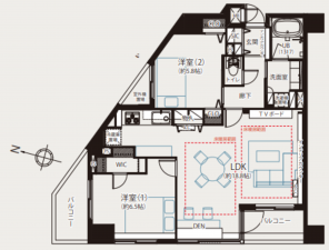 藤沢市藤沢、中古マンションの間取り画像です