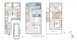 藤沢市鵠沼神明、新築一戸建ての間取り画像です